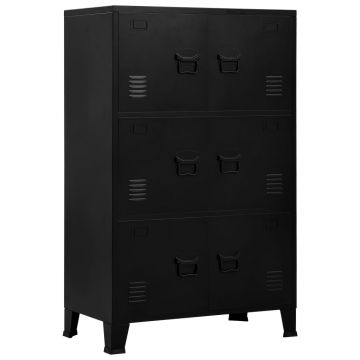 Fișet cu 6 uși negru 75 x 40 x 120 cm oțel industrial