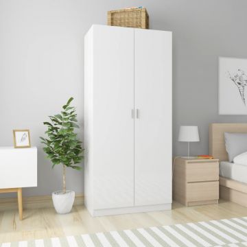 Șifonier alb extralucios 90 x 52 x 200 cm PAL