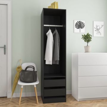 Șifonier cu sertare negru 50 x 50 x 200 cm PAL