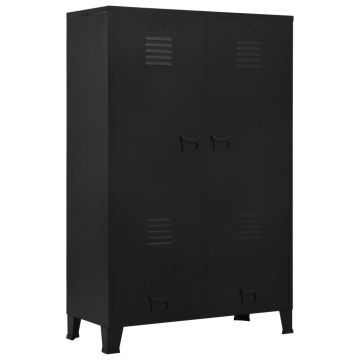 Șifonier negru 90 x 40 x 140 cm oțel industrial