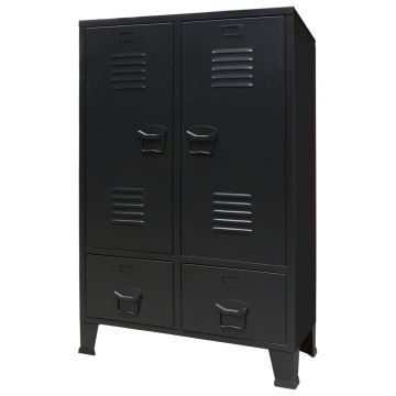 Șifonier stil industrial 67 x 35 x 107 cm negru metal