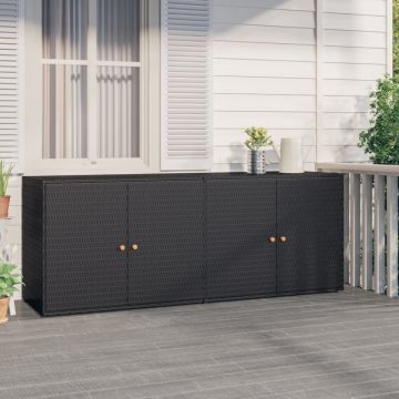 Dulap depozitare de grădină, negru, 198x55,5x80 cm, poliratan