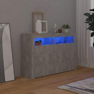 Servantă cu lumini LED,gri beton, 115,5x30x75 cm