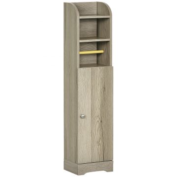 Kleankin Dulap Baie de Podea Gri cu Rafturi Reglabile și Suport Hartie 23x18x100 cm | Aosom Romania
