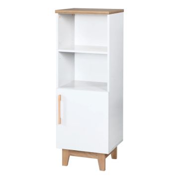 Bibliotecă pentru copii albă cu aspect de lemn de stejar 45x128 cm Finn – Roba