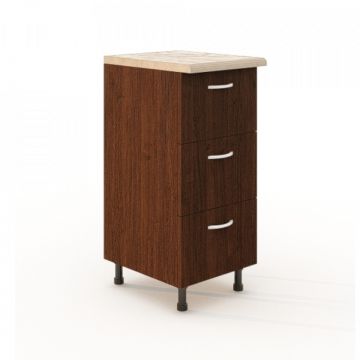 Corp inferior cu 3 sertare L40XH90X50A CM, Culoare Wenge