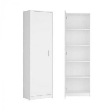 Dulap cu o Usa si 4 Polite, 200X45X45 cm, Culoare Alb din Pal de 18mm si Cant ABS