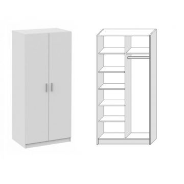 Dulap in 2 Usi Mixt cu Bara si 5 Rafturi Depozitare 200x100x50 cm,Culoare Alba, Material PAL de 18mm
