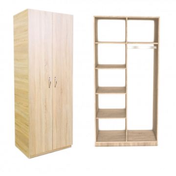 Dulap in 2 Usi Mixt cu Bara si 5 Rafturi Depozitare 200x100x50 cm,Culoare Sonoma, Material PAL de 18mm
