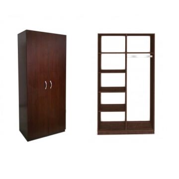 Dulap in 2 Usi Mixt cu Bara si 5 Rafturi Depozitare 200x100x50 cm, Culoare Wenge, Material din PAL de 18mm