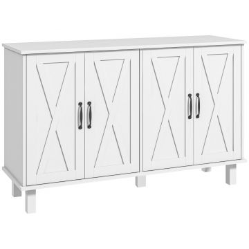 Dulap multifuncțional MDF cu 4 nivele cu 2 rafturi reglabile pentru sufragerie, bucătărie și intrare, 120x37x75 cm, alb HOMCOM | Aosom Romania