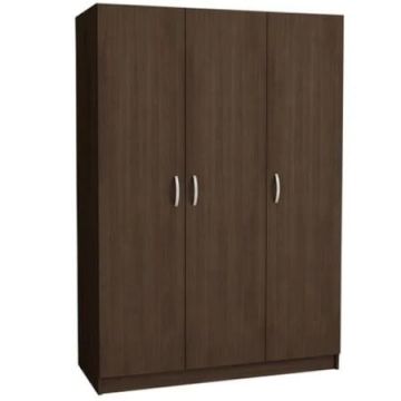 Dulap Wenge cu 3 Usi ,4 polite de Depozitare si 2 buc Bara de Haine, 200X120x50 cm, din Pal de 18 mm