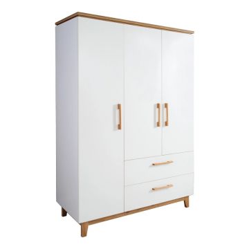 Șifonier pentru copii alb cu aspect de lemn de stejar 135x200 cm Finn – Roba