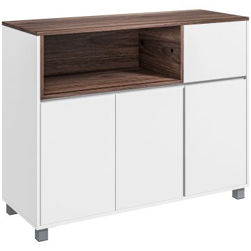 Dulap de Bucătărie Bufet Modern din Lemn cu Dulapuri, Sertar și Compartiment Deschis, Dulap Multifuncțional 105x39x83cm HOMCOM | Aosom Romania