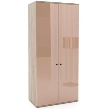 Dulap haine PRIMAVERA 90, H200, 2U, bara umerase, Oak, Cappuccino Gloss