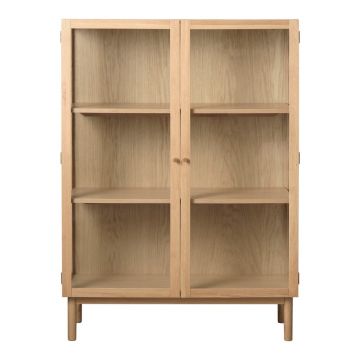 Vitrină din lemn de stejar 140x100 cm Elba – Unique Furniture