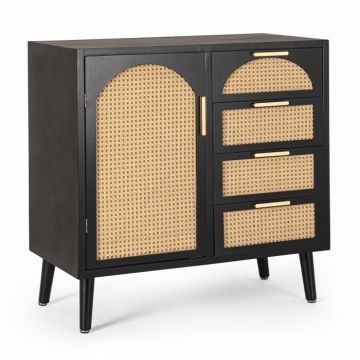 Bufet, Josine Negru 1 usa, 4 sertare Bufet, Josine Negru 1 usa, 4 sertare
