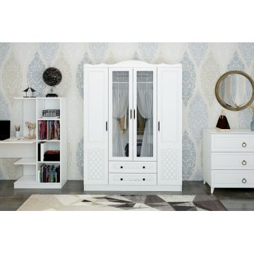 Dulap de Haine Edis XL, Alb, 140x186x50 cm