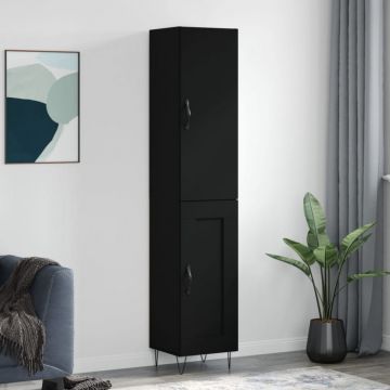 Dulap înalt, negru, 34,5x34x180 cm, lemn prelucrat