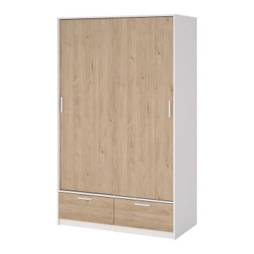 Șifonier alb/cu aspect de lemn de stejar cu ușă glisantă 121x200 cm Line – Tvilum