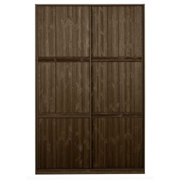Șifonier maro din lemn masiv de pin cu ușă glisantă 139x215 cm Katoi – BePureHome