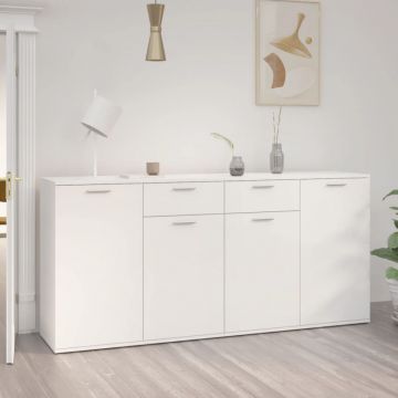 Servantă, alb extralucios, 160x36x75 cm, lemn prelucrat Servantă, alb extralucios, 160x36x75 cm, lemn prelucrat