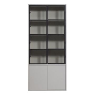 Vitrină gri deschis din lemn de pin 101x230 cm Basic – vtwonen Vitrină gri deschis din lemn de pin 101x230 cm Basic – vtwonen