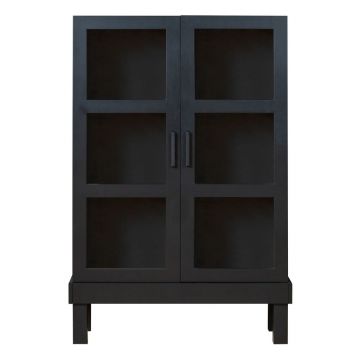 Vitrină neagră din lemn de pin 107x160 cm Bonk – Basiclabel Vitrină neagră din lemn de pin 107x160 cm Bonk – Basiclabel
