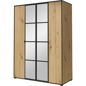 Dulap cu oglindă OSLO I 150 Stejar Artisan / Negru