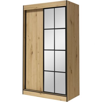 Dulap cu oglindă OSLO II 120 Stejar Artisan / Negru