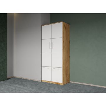 Dulap dormitor Alb+Stejar Adapto C02