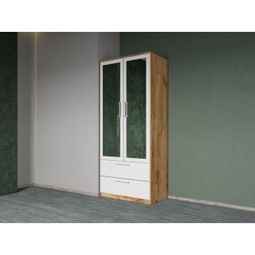 Dulap dormitor Alb+Stejar Adapto C03