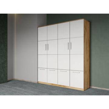 Dulap dormitor Alb+Stejar Adapto C06
