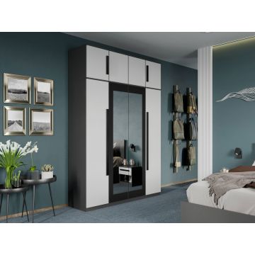 Dulap dormitor Gri/Alb+Oglinda Oasis C10