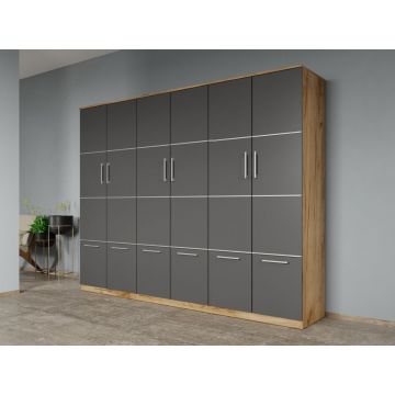 Dulap dormitor Gri+Stejar Adapto C10