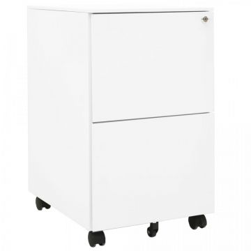 Dulap dosare mobil, alb, 39x45x67 cm, oțel Dulap dosare mobil, alb, 39x45x67 cm, oțel