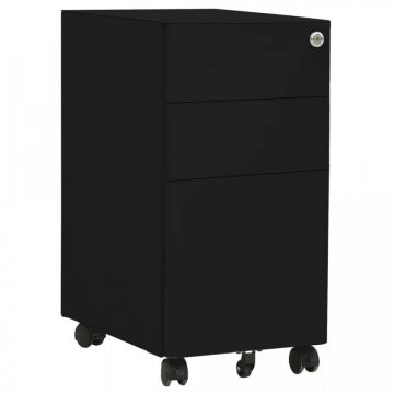 Dulap dosare mobil, negru, 30x45x59 cm, oțel Dulap dosare mobil, negru, 30x45x59 cm, oțel
