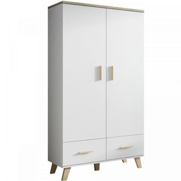 Dulap LOTTA 110 Alb Brilliant / Stejar Sonoma