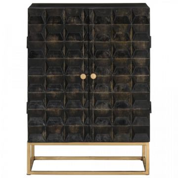 Servantă, negru, 55x34x75 cm, lemn masiv de mango și fier Servantă, negru, 55x34x75 cm, lemn masiv de mango și fier