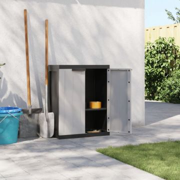 Dulap depozitare de exterior, gri și negru, 65x37x85 cm, PP
