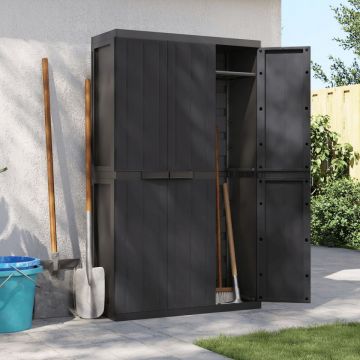 Dulap depozitare de exterior, negru, 97x37x165 cm, PP