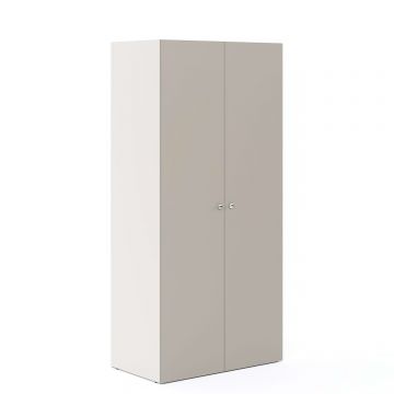 Dulap haine ARONA 90, A50, H195, 2U, Alb Portelan, Gri Piatra