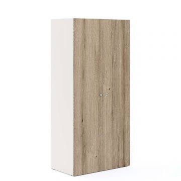 Dulap haine ARONA 90, A50, H195, 2U, Alb Portelan, Stejar