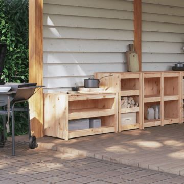 Dulapuri de bucătărie de exterior, 2 buc., lemn masiv de pin