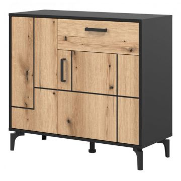 S-LINE SL02 Bufet 2D1S BLACK/OAK EVOKE