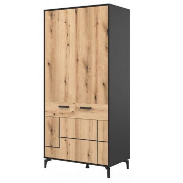 S-LINE SL08 Dulapul cu două uși 2D BLACK/OAK EVOKE
