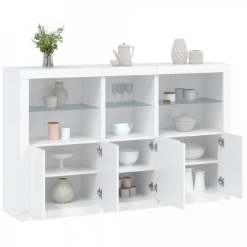 Servantă cu lumini LED, alb, 162x37x100 cm