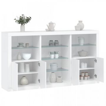 Servantă cu lumini LED, alb, 181,5x37x100 cm