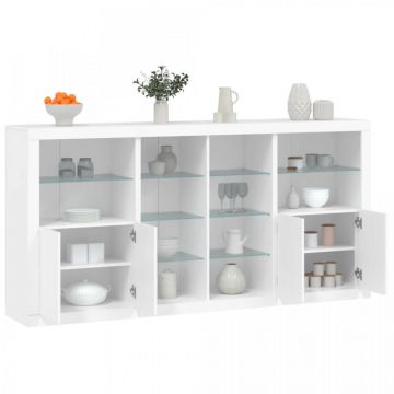 Servantă cu lumini LED, alb, 202x37x100 cm