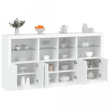 Servantă cu lumini LED, alb, 202x37x100 cm
